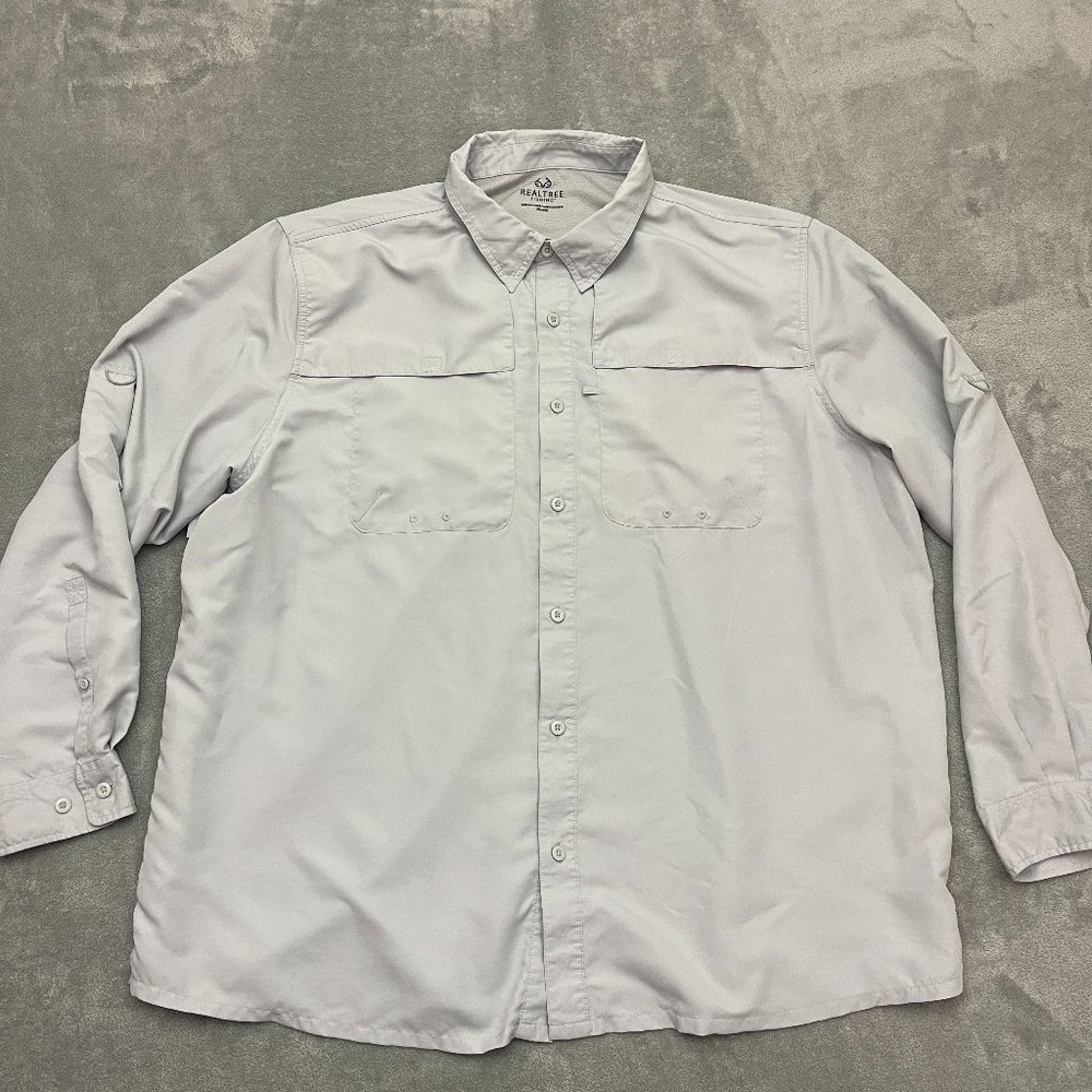 RealTree Fishing Button Down Shirt With Vent Men's Size XXL Gray